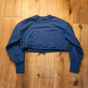 Zara Crop Top Blue Sweater Size Large